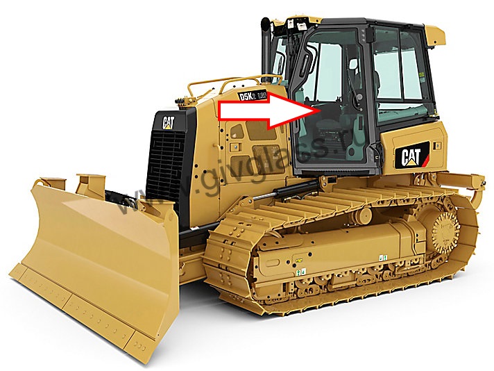 Бульдозер Caterpillar D5K XL / D6K - Стекло дверное левое (закаленное)
